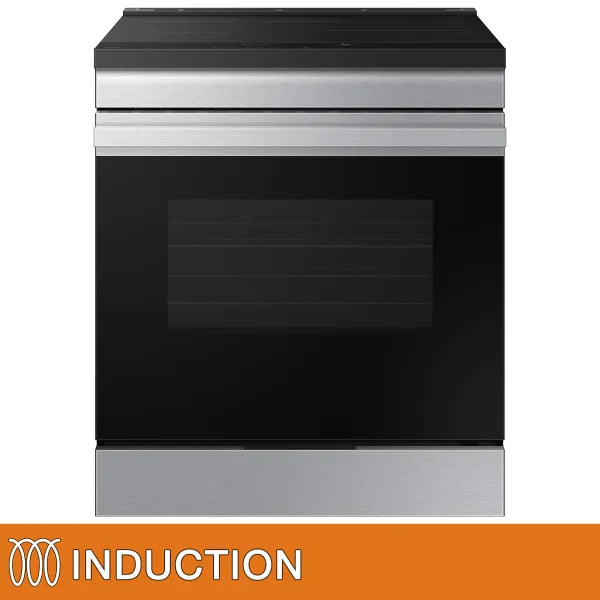 Samsung BESPOKE 30 in 6.3 cu. ft. Stainless Steel Slide-In Induction Range with Anti-Scratch Glass Cooktop and Air Fry
